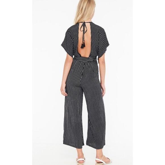 FAITHFULL THE BRAND Sz 2 US Cedric Jumpsuit San Cristobal Stripe Black White NWT - Picture 11 of 11